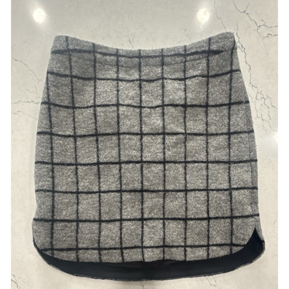 Madewell Wool Shirttail Mini Skirt Gray Window Pane Plaid Womens Size 6